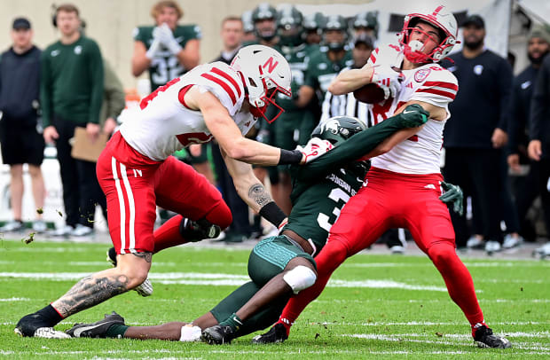 NU vs. MSU 2023 - Caleb Coley tackles Alex Bullock